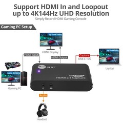 SIIG 4K120Hz HDMI 2.1 Capture Device for Gaming and Streaming, 4K60Hz Capture