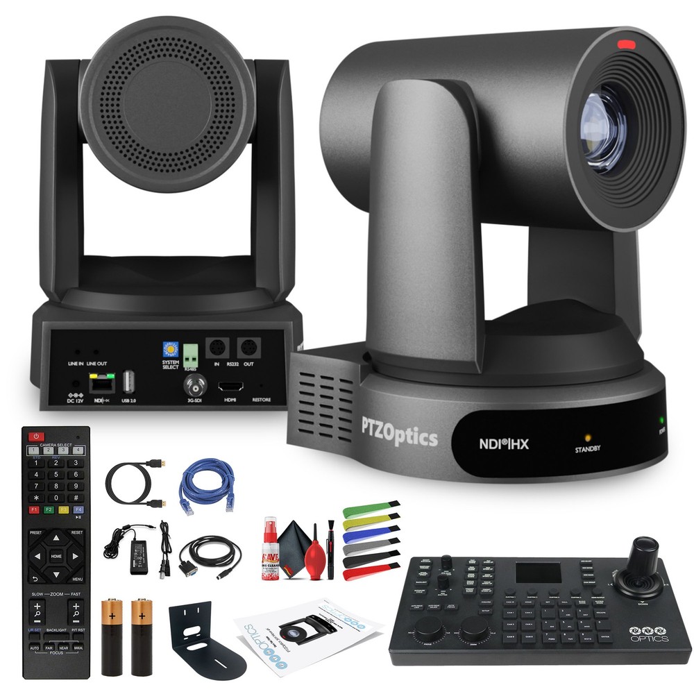 PTZOptics Move 4K PTZ Camera with 30x Zoom (Gray) (PT30X-4K-GY-G3) + SuperJoy