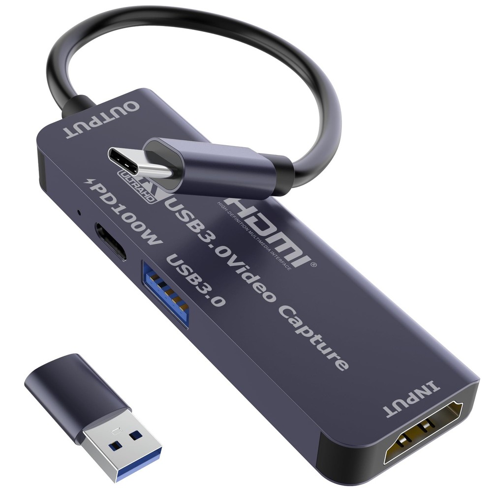 USB 3.0 Video Capture Card with PD 100W, Recording 4K, 1080P 60FPS, HDMI to U…
