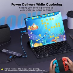 USB 3.0 Video Capture Card with PD 100W, Recording 4K, 1080P 60FPS, HDMI to U…