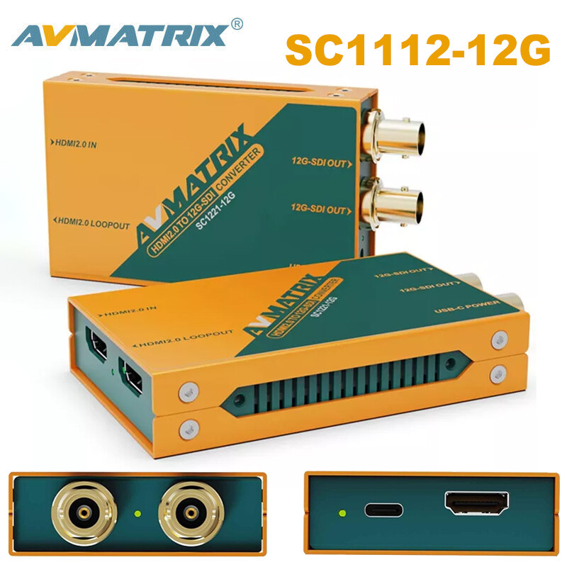 AVMATRIX SC1112-12G 12G-SDI to HDMl2.0 4K Broadcast Converter 12G-SDI Loop Out