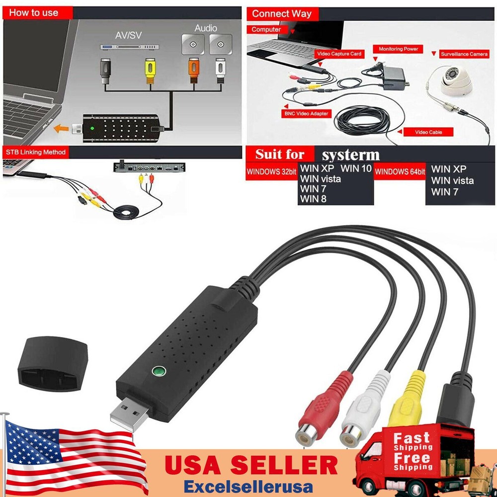 Video Capture Card VCR VHS to Digital DVD Converter Fit for Windows 10 8 USA