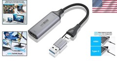 Compact 4K HDMI Capture Card with USB-A/USB-C – Perfect for Gamers & Creators