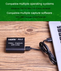 Loop Out USB HDMI Video Capture Card Live Streaming Record PS4 Switch DVD Camera