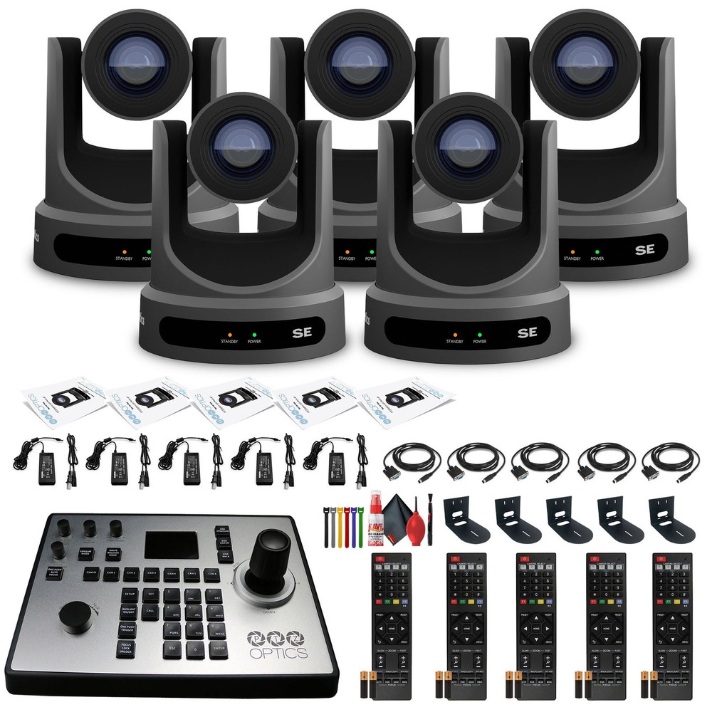 5 x PTZOptics Move SE PTZ Camera with 30x Optical Zoom (PT30X-SE-GY-G3) +