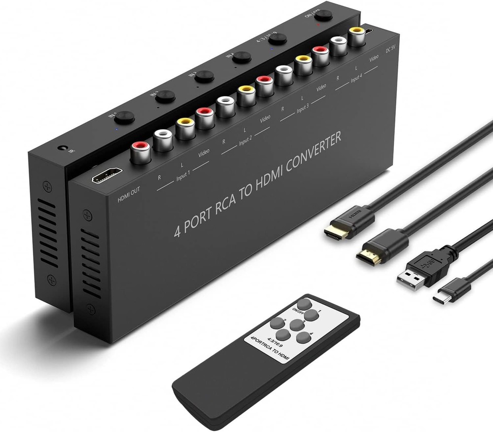4 AV to HDMI RCA Converter 1080P/720P 4 Way 4AV