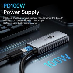 Video Capture Device with 100W PD Fast Charging for Switch PS4 Xbox Quest