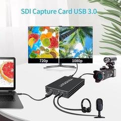 SDI Capture Card USB 3.0, 1080P 60FPS Video Audio Capture Device with HDMI Lo…