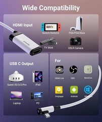 Syntech 2K@30Hz Video Capture Card with 100W PD Charging 5FT4K Input HDMI