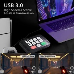USB3.0 HDMI Capture Card Switcher with Dual Bit 4K Dual Screen 3.5mm Audio Input