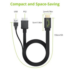 LiNKFOR PS2 to HDMI Converter,HDMI Cable, with 4:3/16:9 Screen Aspect Black