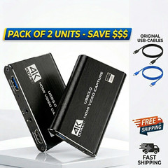 2-Pack 4K HDMI Capture Card USB 3.0 1080P 60FPS-Mic Streaming PS5 Switch-LIMITED