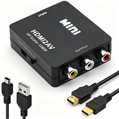 HDMI to RCA, AV Converter, 1080p 3RCA CVBs Composite Video Black