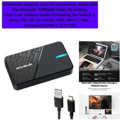 Capture Card for Streaming, 4K60 HDR Passthrough​, 1080p60 Video Recording, U…