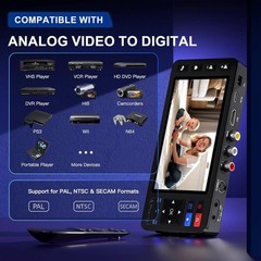 Portta VD20P VHS to Digital Converter to MP4 with 5″ in HD Preview LCD Open New