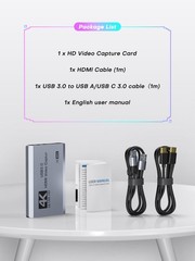 Video Capture Card, USB 3.0 Capture Card 4K HDMI Loop-Out, 4K 60FPS/1080P 240…