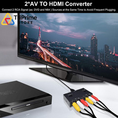 2 RCA to HDMI, 1080P 2 Way RCA Composite CVBS AV Switch to HDMI Video Audio Conv