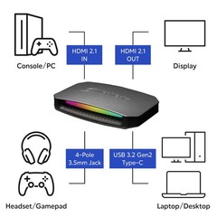4K60 Capture Card with HDMI 2.1, Low Latency, 4K144/4K120 Passthrough, Game C…
