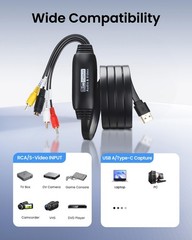 VHS to Digital Converter,USB2.0 Video Cpture Card, RCA AV to USB Audio Converter