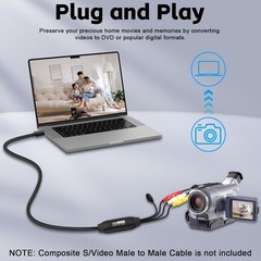 VHS to Digital Converter, USB Video Capture Card Device, RCA to USB A Convert…