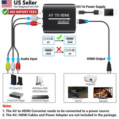 GINGIN AV to HDMI Converter 1080p Adapter for PS2 Xbox WII N64 VHS DVD FROM USA