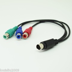 50pcs Mini 7pin Din PS2 Male S-Video To 3 RCA Female Red/Blue/Green HDTV Cable