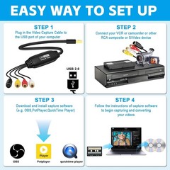 VHS to Digital Converter, USB Video Capture Card Device, RCA to USB A Convert…