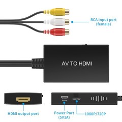 Tengchi RCA to HDMI Converter, Composite Adapter (Pack of 1), Black