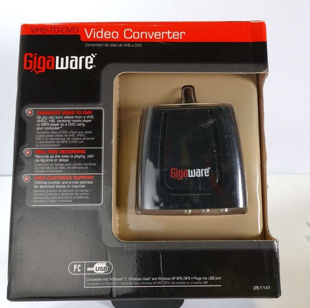 Gigaware 2501141 VHS-TO-DVD Or MP4 Video Converter S Video Composite Home Movie