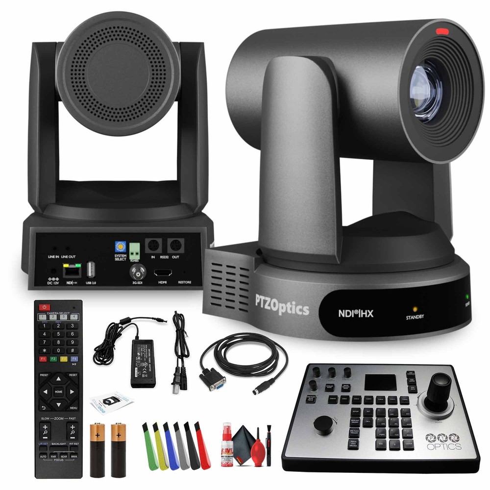 PTZOptics Move 4K PTZ Camera with 30x Zoom (Gray) (PT30X-4K-GY-G3) + PT-JOY-G4