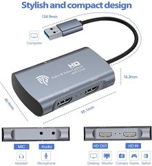 Video Capture Cards,Gaming Recorder Card, USB3.0 Video Game Capture Card 4Kp60,