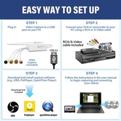 Capturadora De Video USB Convertidor De VHS A Digital DVD Para PC Mac TV US NEW