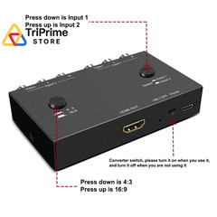2 RCA to HDMI, 1080P 2 Way RCA Composite CVBS AV Switch to HDMI Video Audio Conv