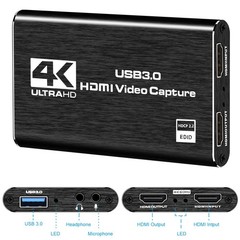 Capture Card Nintendo Switch, 4K HDMI Video Card, 1080P 60FPS, Black