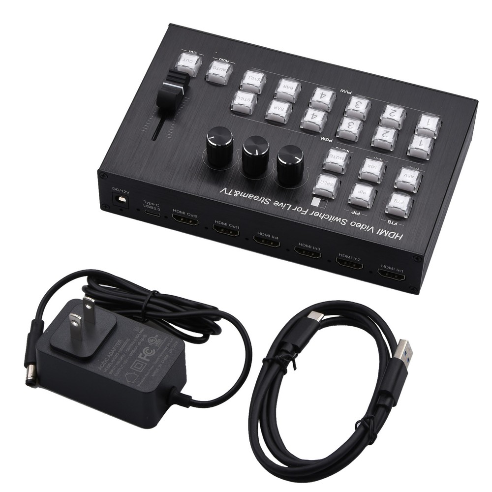 DC/12V 2A 4K Video Switcher HDMI Camera Stream Live Production Broadcast Station