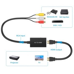 Tengchi RCA to HDMI Converter, Composite Adapter (Pack of 1), Black
