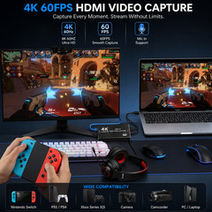 4K HDMI Video Capture Card USB 3.0 Recorder for Streaming Gaming PC