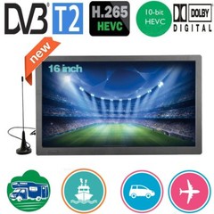 16 Inch Portable Mini Digital TV DVB-T2 Hevc H265 10Bit Code Car Tv Kitchen TV