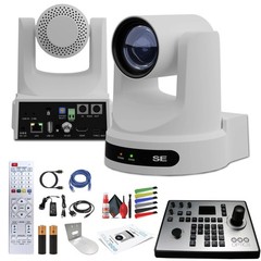 PTZOptics Move SE PTZ Camera with 30x Optical Zoom (White) + PTZOptics PT-JOY-G4