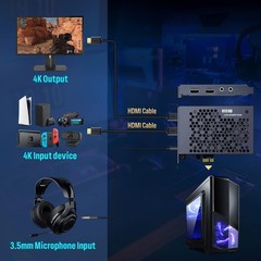 Game Capture Card, HDMI PCI-E 4K 30fps Record & Live Stream from Gaming Syste…