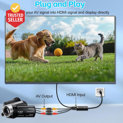 VHS to Digital Converter, RCA to HDMI Adapter USB Video Capture Card for Hi8/Dvd