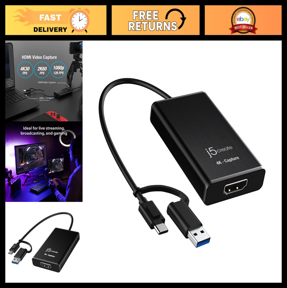4K HDMI Video Capture Card for DSLR, Game Streaming, Live Broadcasting, 1080p120