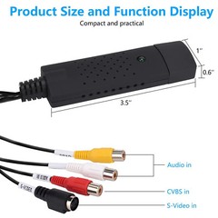 USB2.0 VHS To DVD Converter Audio Video Capture Kit Scart RCA Cable for Win10