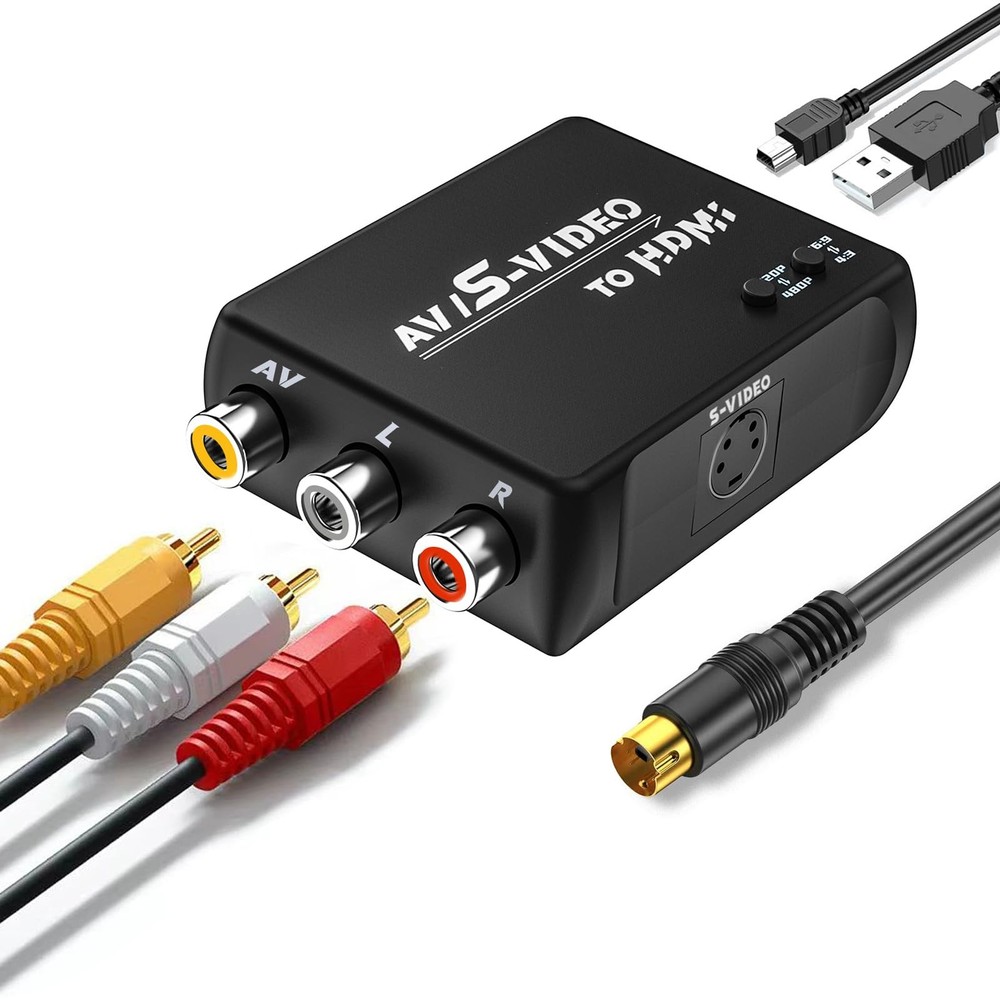 WNNZVCC RCA S Video to HDMI Converter, AV Converter with black