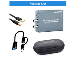 SDI Capture Card w/ SDI Loop Out/HDMI, SDI to HDMI Converter, 1080P 60fps USB3.0