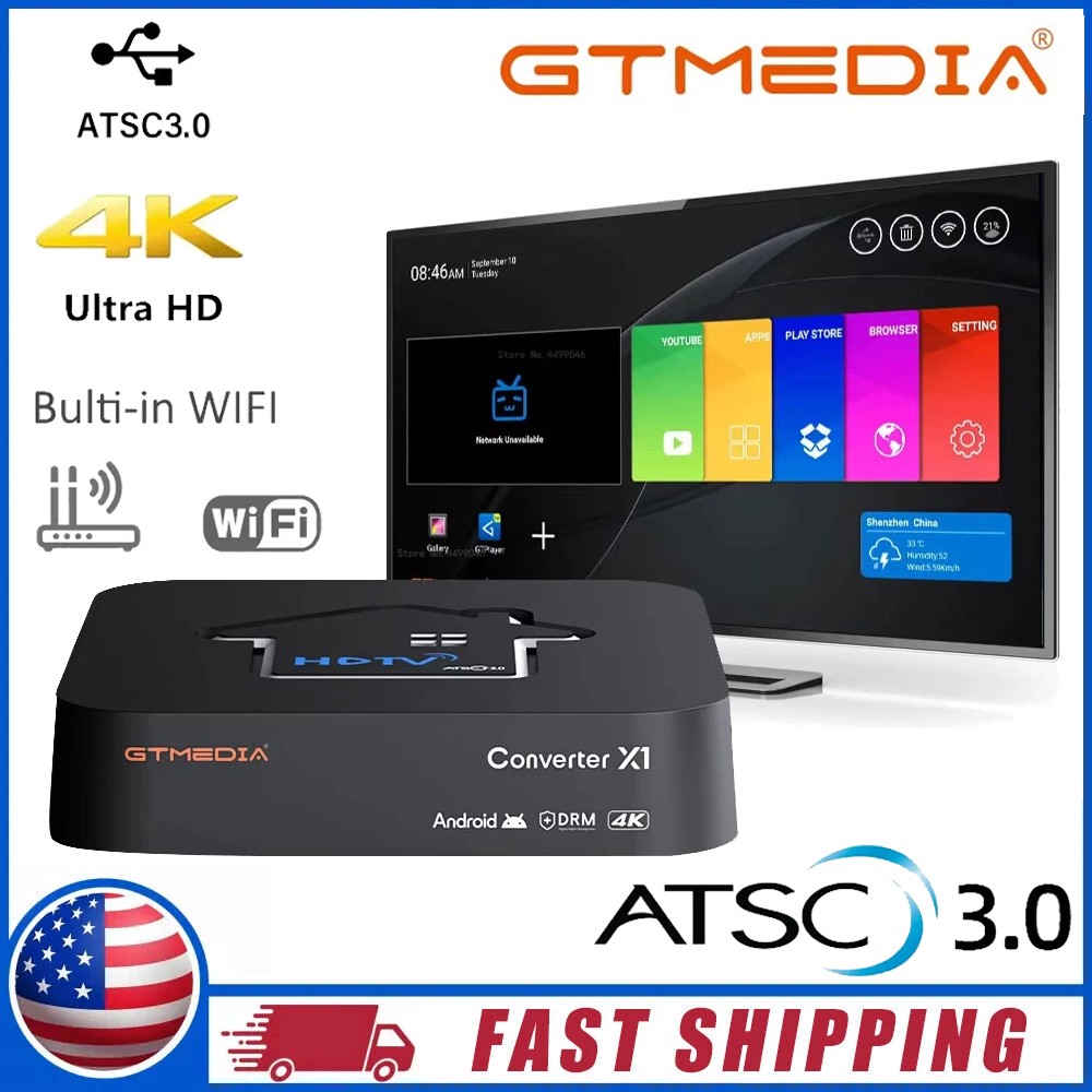 GTMedia X1 Digital Streaming Box OTA DVR 4K ATSC 1.0/3.0 TV Tuner WIFI EPG 2026