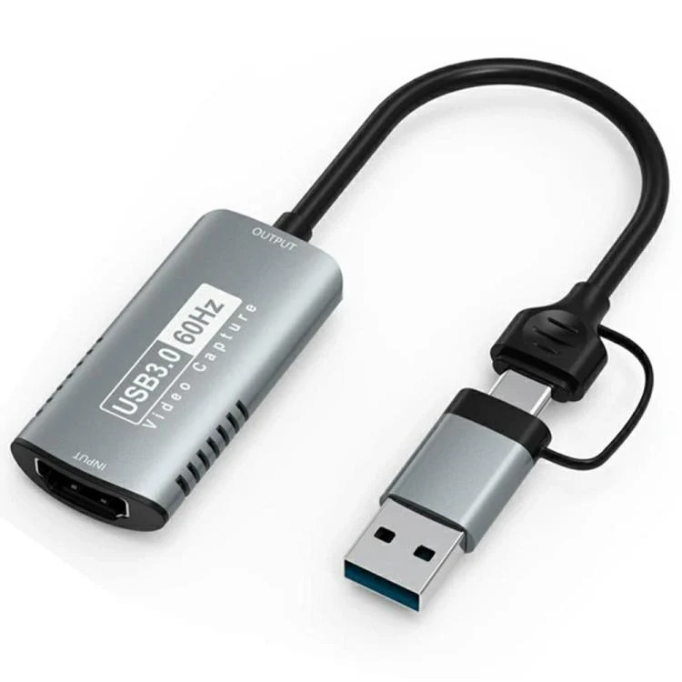 HU-08A 1080P 60Hz HD Capture Adapter HDMI to USB 3.0 / Type-C 2 in 1 Video Captu