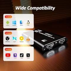Audio/Video Capture Card, USB3.0 HDMI to USB C, 4K1080p60fps Video/Audio Capture