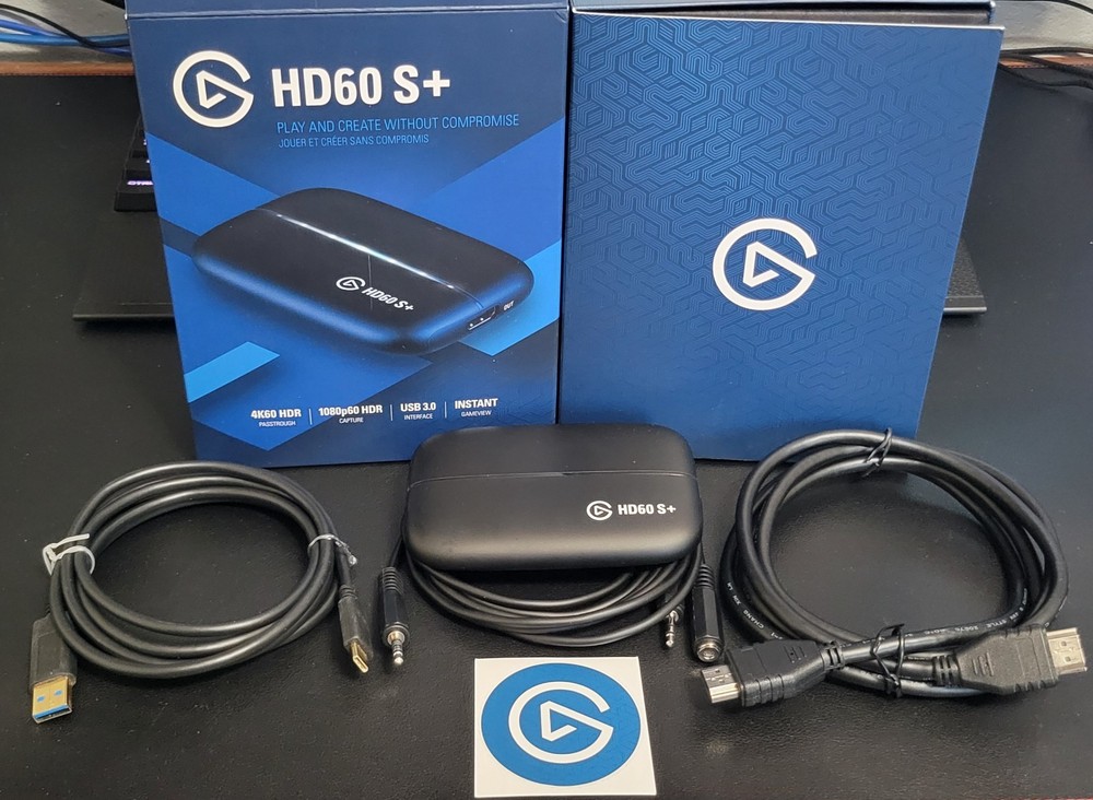 Elgato HD60S+ Capture Card Original Box/Cables. Also includes Chat Link cable