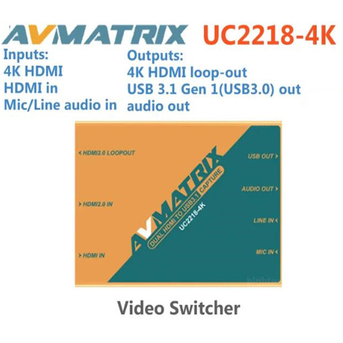 AVMATRIX UC2218-4K Dual HDMI to USB 3.1 Gen1 Type-C Broadcast Video Capture Card
